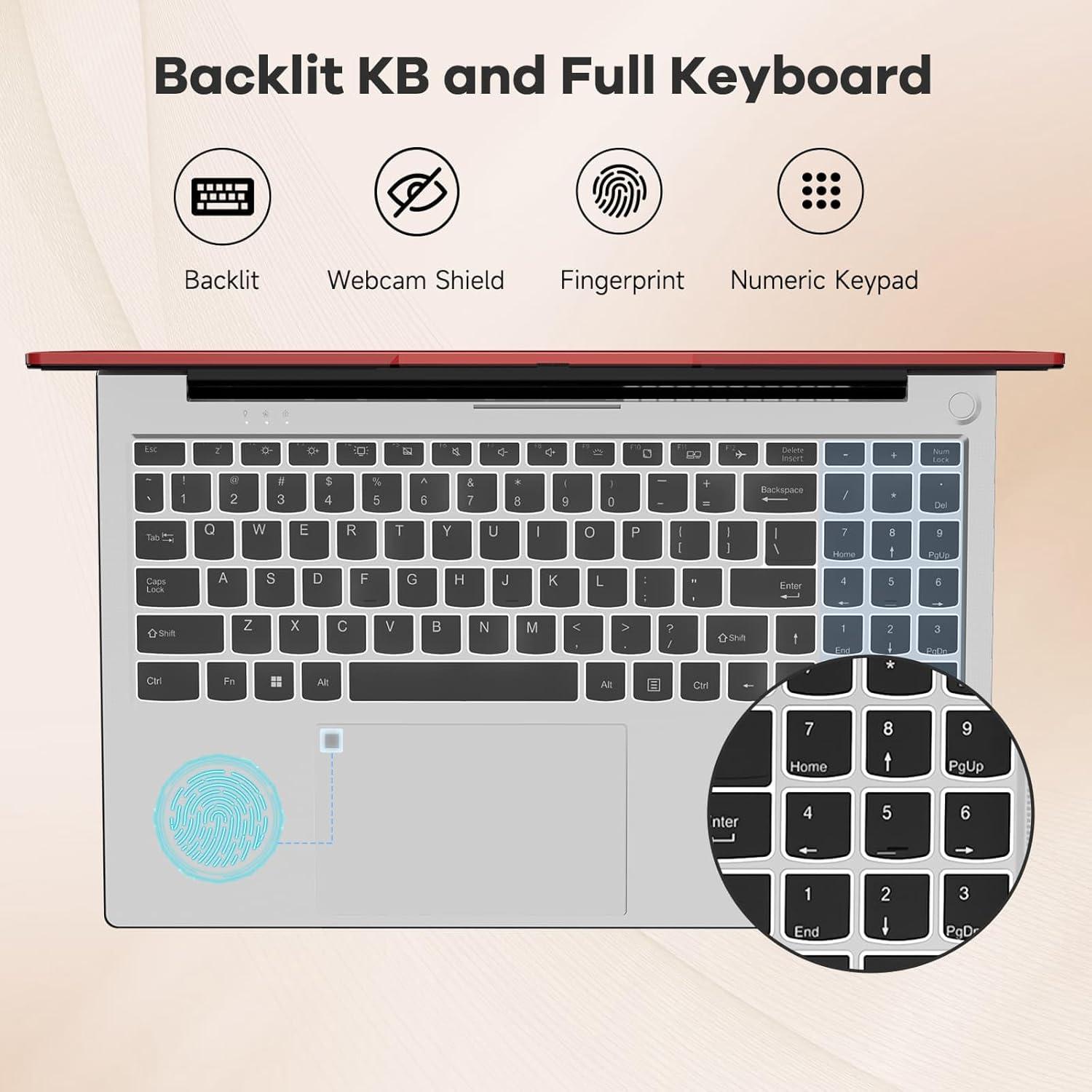 imageNIMO 156 IPS FHDGamingLaptopAMD Ryzen 5 6600H 16GB DDR5 RAM 1TB SSD Beat i51335U 6 Cores Up to 45GHz AMD Radeon 660M GPUComputer with 100W TypeC Backlit Keyboard FingerprintRed