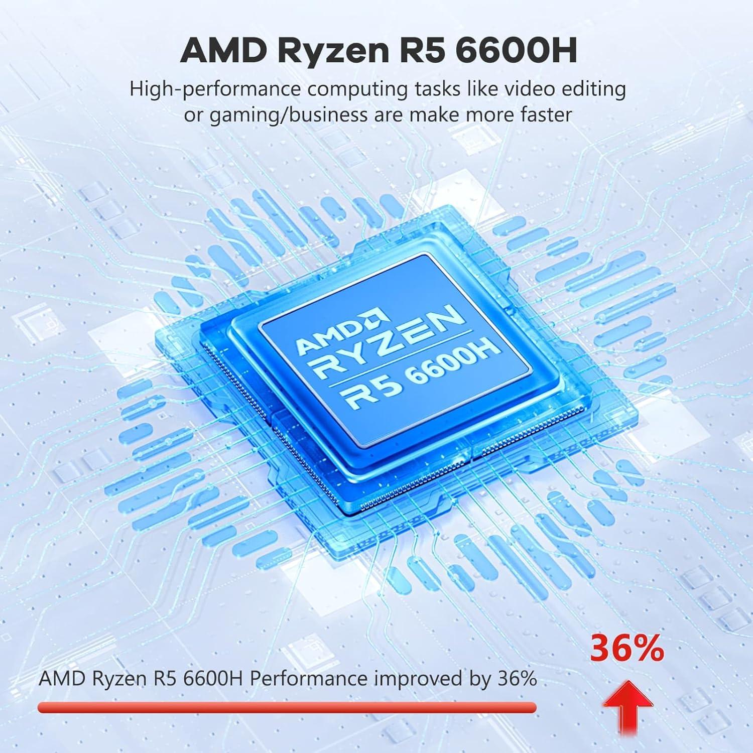 imageNIMO 156 IPS FHDGamingLaptopAMD Ryzen 5 6600H 16GB DDR5 RAM 1TB SSD Beat i51335U 6 Cores Up to 45GHz AMD Radeon 660M GPUComputer with 100W TypeC Backlit Keyboard FingerprintRed