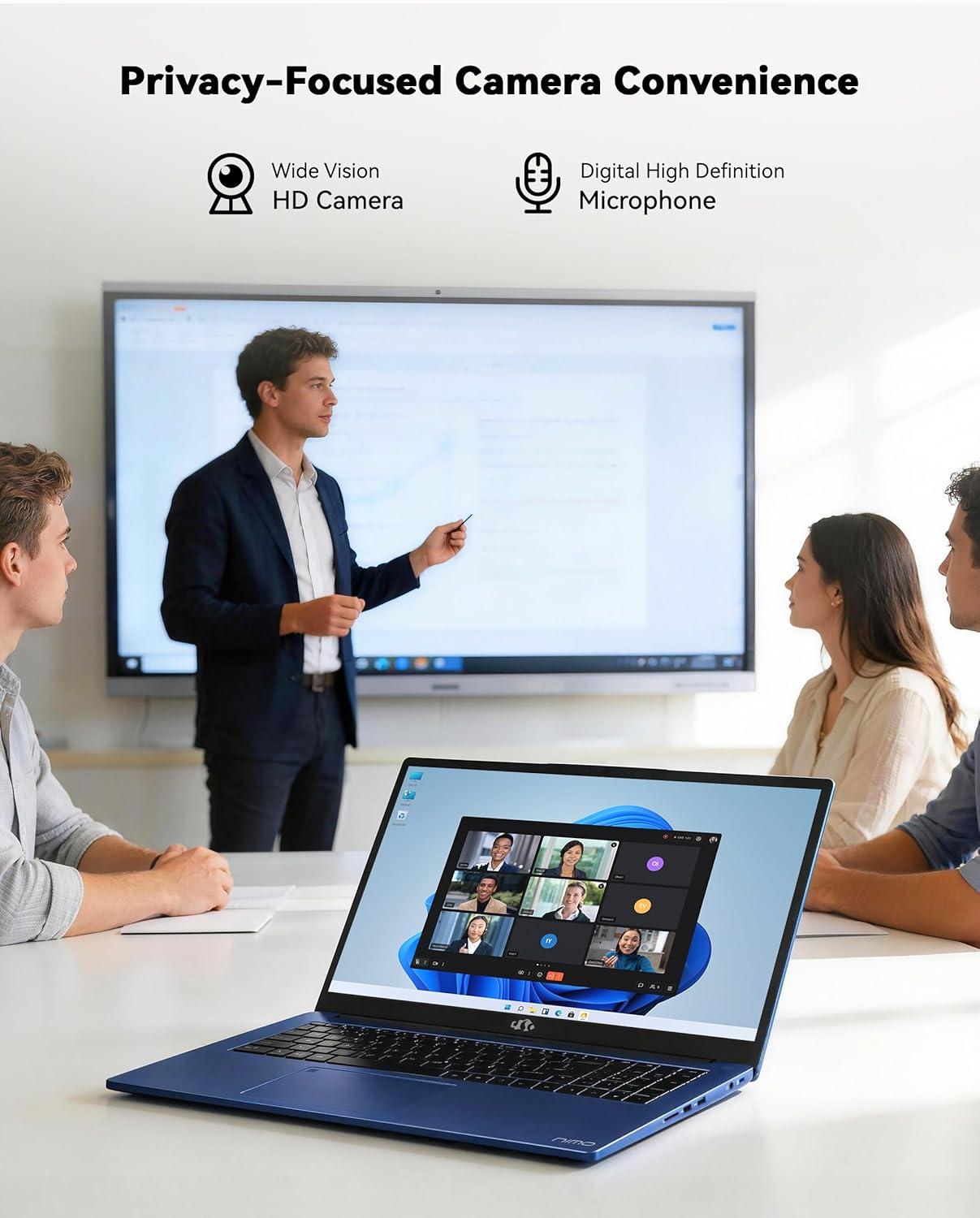 imageNIMO 156 IPS FHDLaptop 32GB RAM 1TB SSD AMD Ryzen 5Beat i51135G7 4 Cores Up to 37GHz Student Computer with 65W TypeC 2 Years Warranty Fingerprint Backlit Keyboard for Home and BusinessBlue