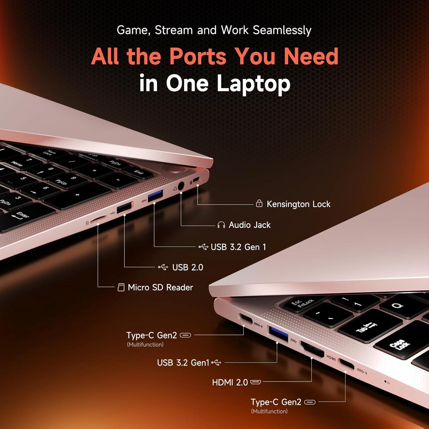 imageNIMO 2026 Laptop 156 IPS FHD AMD Ryzen 7 7735HS 8C16T Beats i712650H 8 Cores 32GB DDR5 RAM 1TB SSD Radeon 680M Graphics 100W TypeC Backlit Keyboard Fingerprint Unlock 2Year WarrantyRose Gold