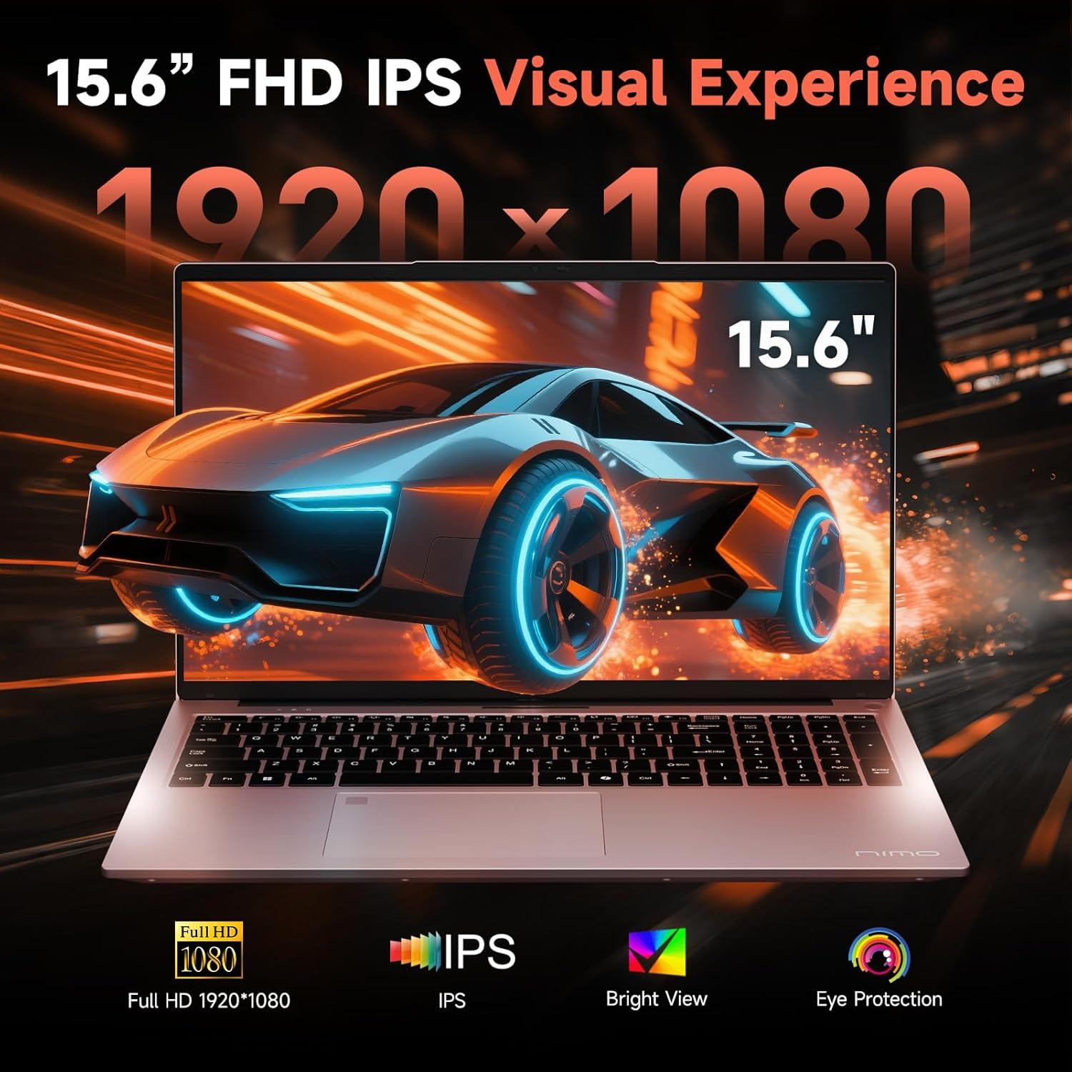 imageNIMO 2026 Laptop 156 IPS FHD AMD Ryzen 7 7735HS 8C16T Beats i712650H 8 Cores 32GB DDR5 RAM 1TB SSD Radeon 680M Graphics 100W TypeC Backlit Keyboard Fingerprint Unlock 2Year WarrantyRose Gold