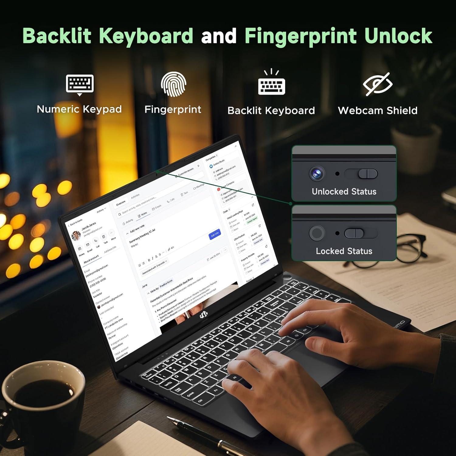 imageNIMO 2026 Laptop 156 IPS FHD AMD Ryzen 7 7735HS 8C16T Beats i712650H 8 Cores 32GB DDR5 RAM 1TB SSD Radeon 680M Graphics 100W TypeC Backlit Keyboard Fingerprint Unlock 2Year WarrantyBlack
