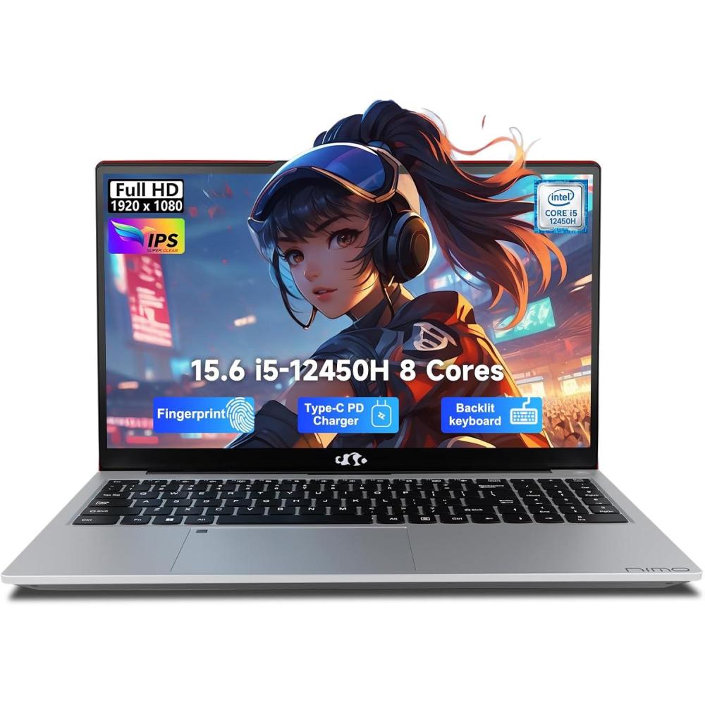 imageNIMO 156 FHD IPS Laptop i512450H 8Core Beats i711800H 32GB RAM 1TB SSD Backlit Keyboard Fingerprint 100W TypeC Fast Charger WiFi 6 Ideal for Students amp Home Office ComputerRed