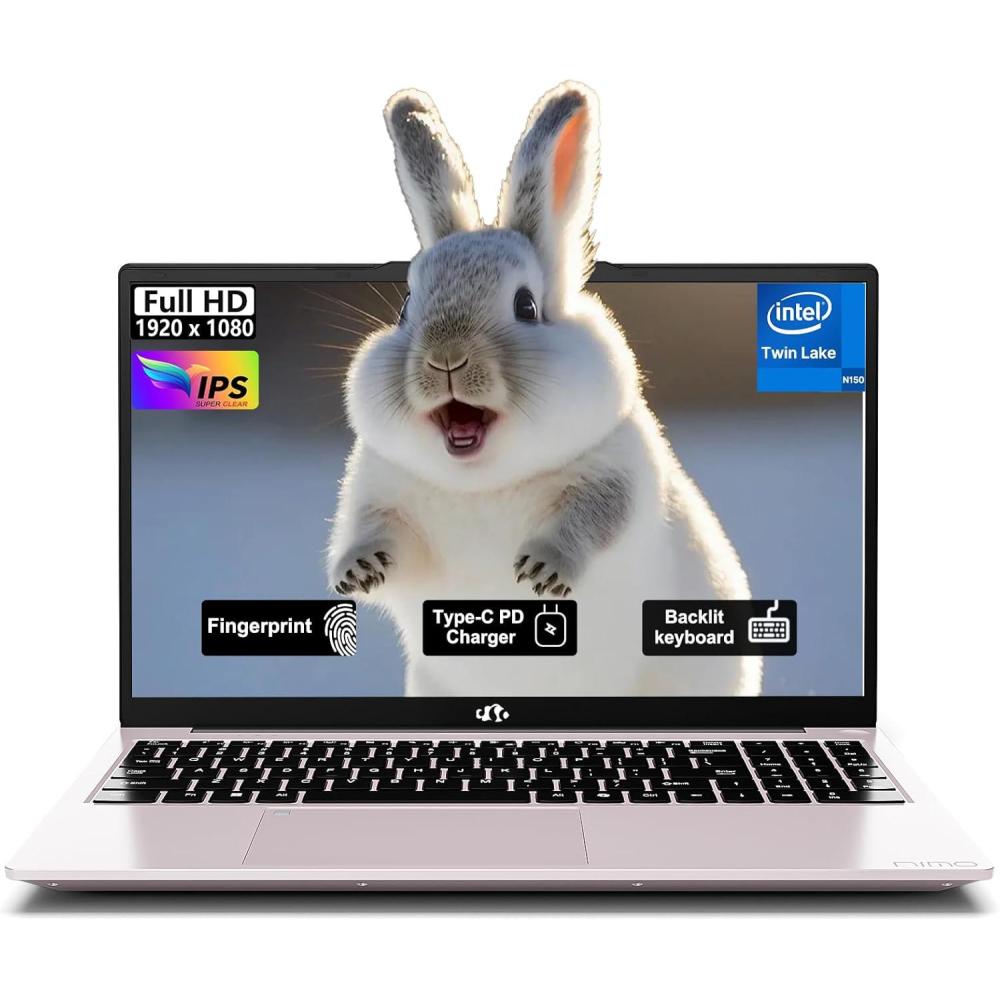 imageNIMO 156 FHD Laptop Computer Intel Pentium N150 Beat i31115G4 4Core Up to 36GHz Laptop with Backlit Keyboard 65W TypeC Charger Fingerprint 16GB RAM 256GB SSD for HomeStudent and BusinessCoral Gold