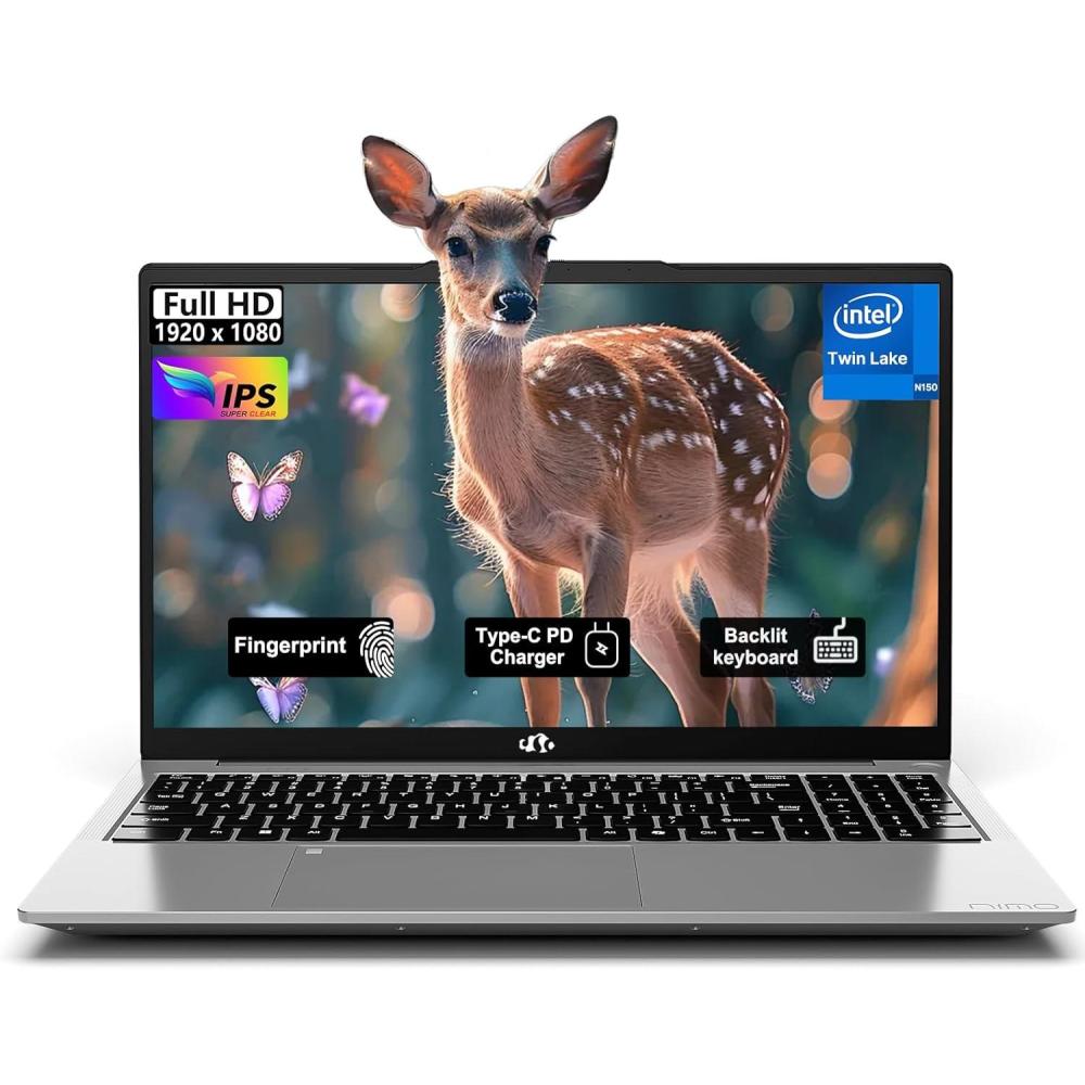 imageNIMO 156 FHD Laptop Computer Intel Pentium N150 Beat i31115G4 4Core Up to 36GHz Laptop with Backlit Keyboard 65W TypeC Charger Fingerprint 16GB RAM 256GB SSD for HomeStudent and BusinessVibrant Red