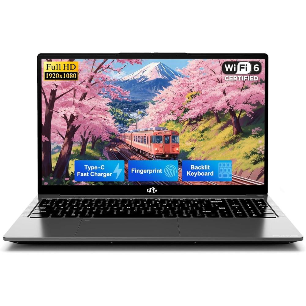 imageNIMO 156 IPS FHD Laptop 16GB RAM 512GB SSD Intel N150Beat to i310110U 4 Cores Up to 36GHz Computer with 2 Years Warranty 65W TypeC Fingerprint Backlit Keyboard WiFi 6 BT52Gray