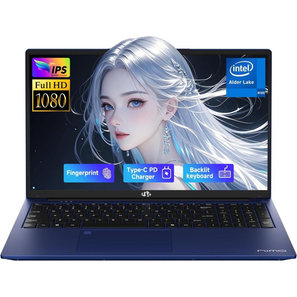 imageNIMO 173 FHD IPS StudentLaptopComputer  16GB RAM 1TB SSD Pentium 4 Cores N100Beat i31115G4 Up to 34GHz 65W TypeC Fingerprint Backlit Keyboard WiFi 6 BT52Blue