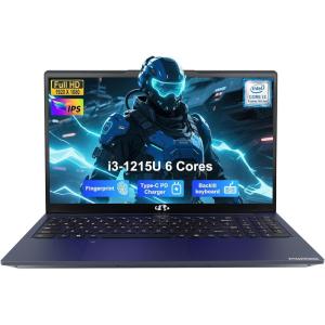 imageNIMO 156 FHD Laptop Intel 6 Core i31215U Processor Up to 44 GHz Beats R5 7520U 16GB RAM 512GB SSD Computer with 65W TypeC 180 Viewing WiFi 6 HDMI Portable for Student and BusinessBlue