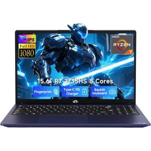 imageNIMO 156 IPS FHD Gaming Laptop AMD 8 Cores Ryzen 7 7735HS 16GB DDR5 RAM 512GB SSD Beats i712650H Up to 475GHz Computer with Radeon 680M 100W TypeC Backlit Keyboard Fingerprint UnlockBlue