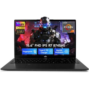 imageNIMO 156 IPS FHD Gaming Laptop AMD Ryzen 7 8745HS 32GB DDR5 RAM 1TB SSD 8C16T up to 49GHz Radeon 780M Graphics 100W TypeC Backlit Keyboard Fingerprint USBC 40 Business ComputerBlack