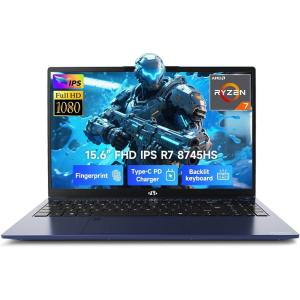 imageNIMO 156 IPS FHD Gaming Laptop AMD Ryzen 7 8745HS 32GB DDR5 RAM 1TB SSD 8C16T up to 49GHz Radeon 780M Graphics 100W TypeC Backlit Keyboard Fingerprint USBC 40 Business ComputerBlue