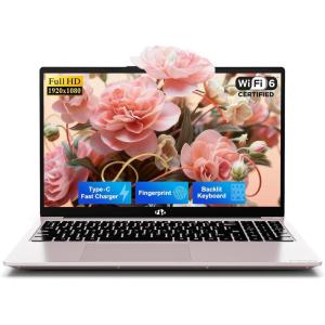 imageNIMO 156 IPS FHD Laptop 16GB RAM 512GB SSD Intel N150Beat to i310110U 4 Cores Up to 36GHz Computer with 2 Years Warranty 65W TypeC Fingerprint Backlit Keyboard WiFi 6 BT52Rose Gold