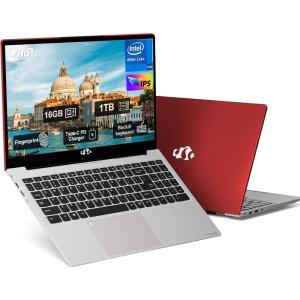 imageNIMO 156 IPS FHD Laptop Intel Pentium Quad Core N100 16GB RAM 512GB SSD Beat i31115G4 Up to 34GHz Computer with Backlit Keyboard Fingerprint TypeC Charger WiFi 6 BT52 for Student and HomeRed