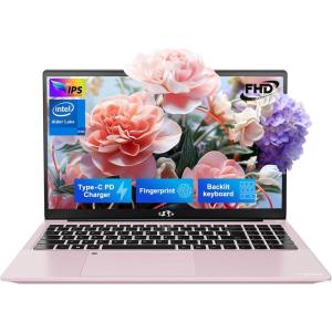 imageNIMO 156 IPS FHD Laptop Intel Pentium Quad Core N100 16GB RAM 512GB SSD Beat i31115G4 Up to 34GHz Computer with Backlit Keyboard Fingerprint TypeC Charger WiFi 6 BT52 for Student and HomeRose Gold
