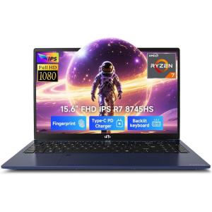 imageNIMO 156 IPS FHDGamingLaptop AMD Ryzen 7 8745HS 16GB DDR5 RAM 512GB SSD 8C16T up to 49GHz Beat R9 7940HS Radeon 780MGraphics Computer with 100W TypeC Backlit Keyboard Fingerprint USB 40Blue