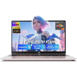 imageNIMO 156 IPS FHDGamingLaptop AMD Ryzen 7 8745HS 16GB DDR5 RAM 512GB SSD Radeon 780MGraphics 8C16T up to 49GHz Beat R9 7940HS Laptop with 100W TypeC Backlit Keyboard FingerprintRose Gold