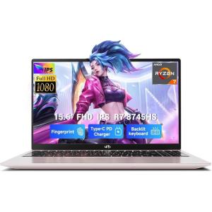 imageNIMO 156 IPS FHDGamingLaptopComputer AMD Ryzen 7 8745HS 16GB DDR5 RAM 512GB SSD Radeon 780MGraphics 8C16T up to 49GHz Beat R9 7940HS 100W TypeC Charger Backlit Keyboard FingerprintRose Gold