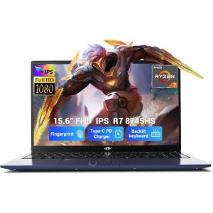 imageNIMO 156 IPS FHDGamingLaptopComputer AMD Ryzen 7 8745HS 16GB DDR5 RAM 512GB SSD Radeon 780MGraphics 8C16T up to 49GHz Beat R9 7940HS 100W TypeC Charger Backlit Keyboard FingerprintBlue