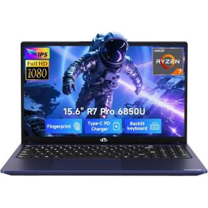 imageNIMO 156 LightGamingLaptop AMD Ryzen 7 Pro 6850U 8 Cores Up to 47GHz 16GB RAM 512GB SSD AMD Radeon 680M GPU FHD IPS Display 100W TypeC Backlit Keyboard Fingerprint ReaderBlue