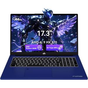 imageNIMO 173 AILaptop Copilot PC AMD Ryzen AI 9 HX 37012C24T 50 Tops NPU Radeon 890M 32GB DDR5 RAM 1TB SSD 144Hz FHD PD 100W USBC 40 AIPC for Mobile Workstation Programmer BusinessGamingCelestial Blue