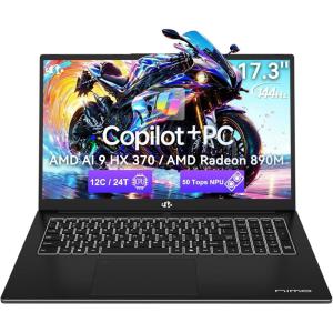 imageNIMO 173 AILaptop Copilot PC AMD Ryzen AI 9 HX 37012C24T 50 Tops NPU Radeon 890M 32GB DDR5 RAM 1TB SSD 144Hz FHD PD 100W USBC 40 AIPC for Mobile Workstation Programmer BusinessGamingObsidian Black