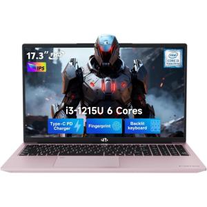 imageNIMO 173 FHD IPS Laptop Intel Core i31215U Beats i51135G7 Class 16GB RAM 1TB SSD Windows 11 Home WiFi 6 Backlit Keyboard Fingerprint USBC 65W Fast Charge Bluetooth 52 180 ViewRose Gold