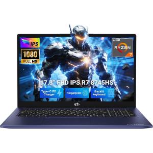 imageNIMO 173 IPSGamingLaptop AMD Ryzen 7 8745HS Up to 49GHz 32GB RAM 1TB SSD Radeon 780MGraphics WiFi 6E USB4 Backlit Keyboard Fingerprint Win 11 PC for Work amp Play 2Yr WarrantyBlue