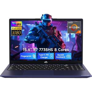 imageNIMO 2026 Laptop 156 IPS FHD AMD Ryzen 7 7735HS 8C16T Beats i712650H 8 Cores 32GB DDR5 RAM 1TB SSD Radeon 680M Graphics 100W TypeC Backlit Keyboard Fingerprint Unlock 2Year WarrantyBlue