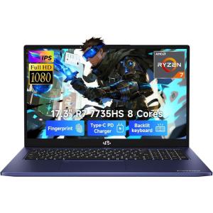 imageNIMO Gaming Laptop 173 FHD Display AMD Ryzen 7 7735HS 8C16T Up to 475GHz Computer 32GB DDR5 1TB NVMe SSD Radeon 680M Graphics Backlit Keyboard Fingerprint Unlock PD 100W TypeCBlue