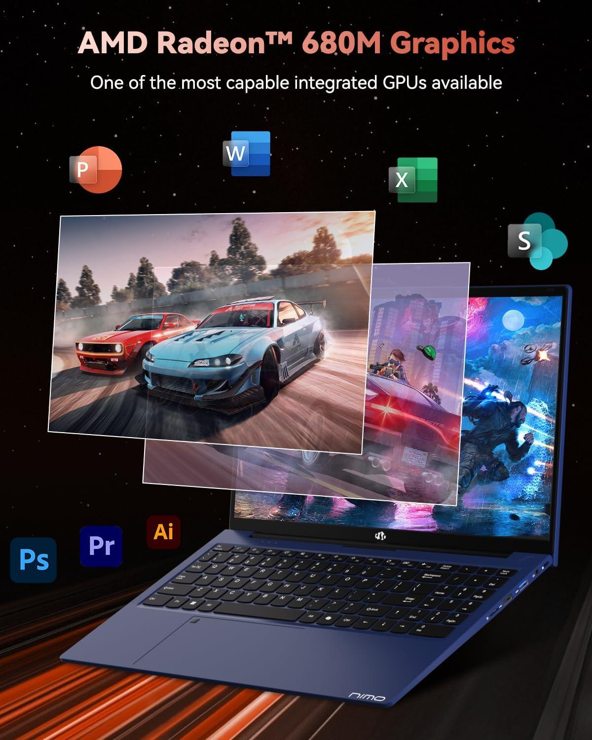 imageNIMO 156 FHD Laptop Computer Intel Pentium N150 Beat i31115G4 4Core Up to 36GHz Laptop with Backlit Keyboard 65W GaN TypeC Fingerprint 4GB RAM 128GB SSD for HomeStudent and BusinessBlue