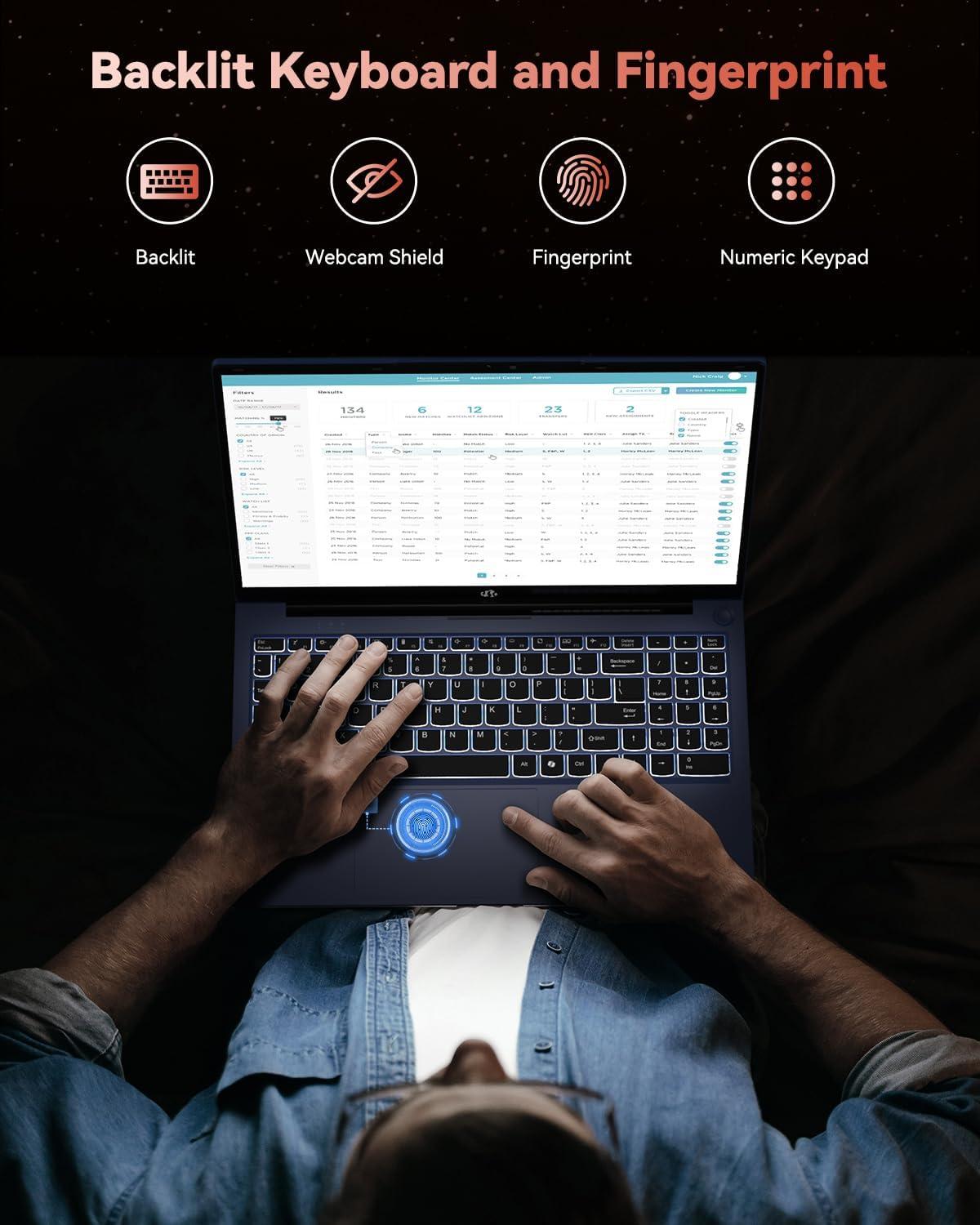 imageNIMO 156 FHD Laptop Computer Intel Pentium N150 Beat i31115G4 4Core Up to 36GHz Laptop with Backlit Keyboard 65W GaN TypeC Fingerprint 4GB RAM 128GB SSD for HomeStudent and BusinessBlue