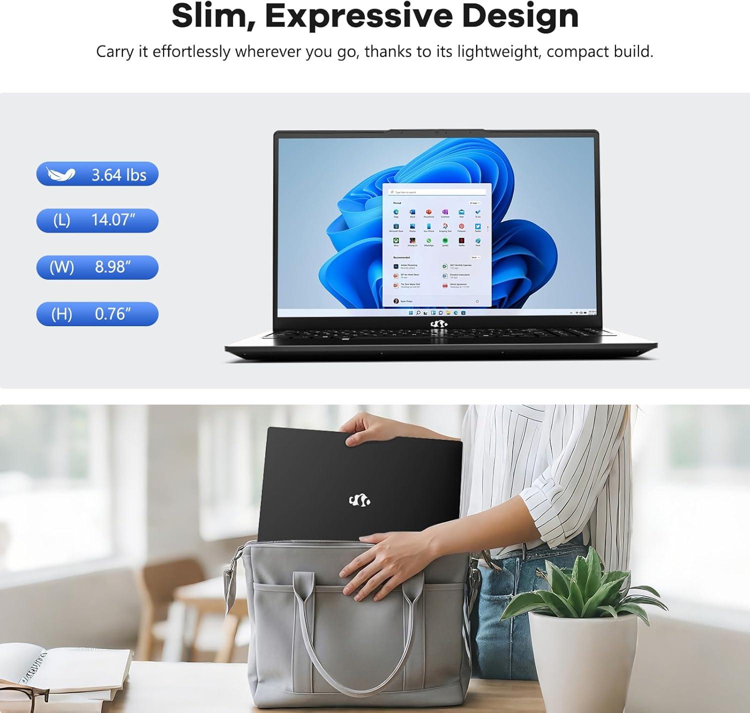 imageNIMO 156 FHDIPSLaptop Intel i512450H 8 Cores 32GB RAM 1TB SSD Beat i711800H Up to 44 GHz 100W TypeC Fingerprint Backlit Keyboard for Professionals amp Students Office Study amp TravelBlack