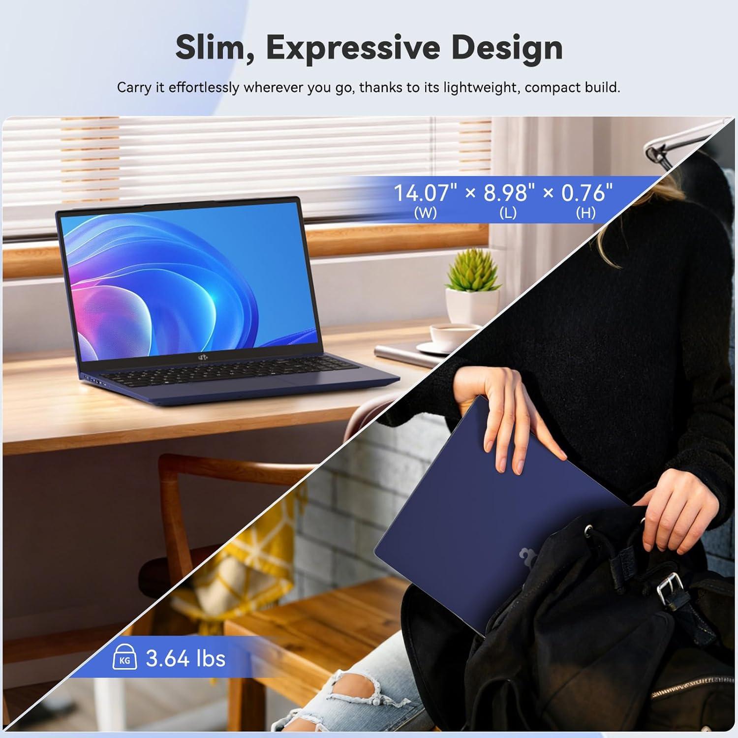 imageNIMO 156 IPS FHD Student Laptop Intel 6Core i31215U Laptop Up to 44GHz Beats R5 7520U with 16GB RAM 1TB SSD 65W TypeC 180 Viewing Backlit KB Fingerprint WiFi 6 for Home amp Business