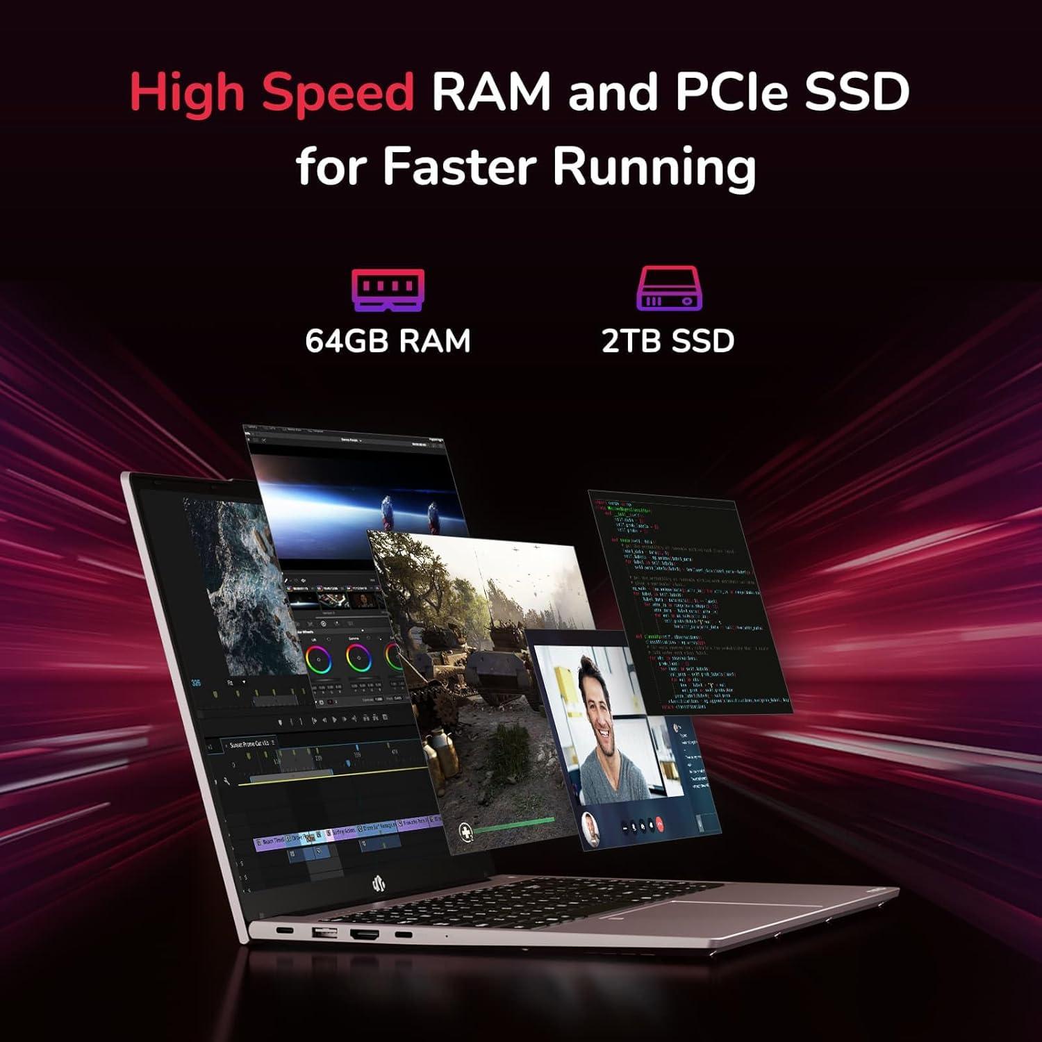 imageNIMO 156 IPS FHDGamingLaptop 8 Cores AMD Ryzen 7 6800H 32GB DDR5 RAM 1TB SSD Beat i712700H Up to 47GHz AMD Radeon 680M GPUComputer with 100W TypeC Backlit Keyboard Fingerprint