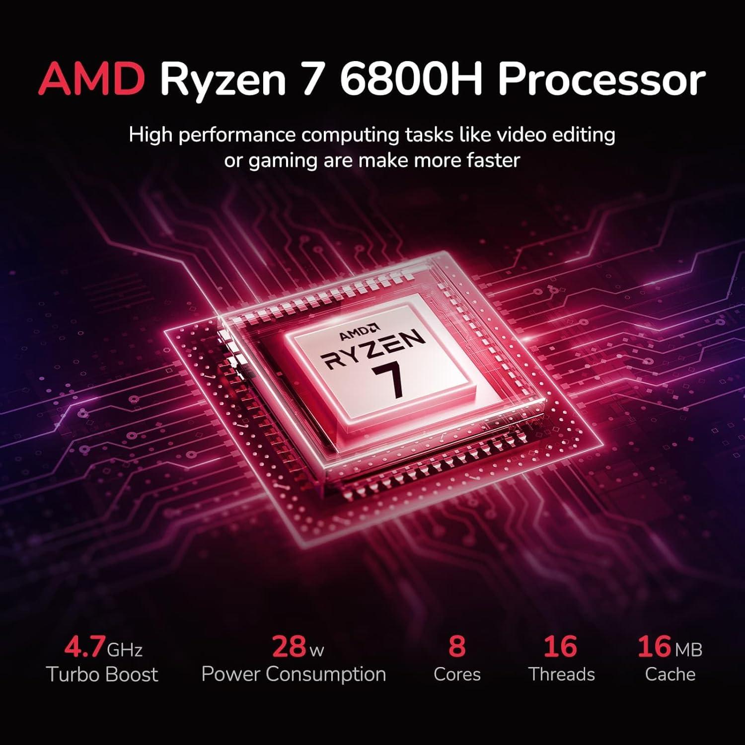 imageNIMO 156 IPS FHDGamingLaptop 8 Cores AMD Ryzen 7 6800H 32GB DDR5 RAM 1TB SSD Beat i912900H Up to 47GHz AMD Radeon 680M GPUComputer with 100W TypeC for Gaming Business Student 180ViewingBlue