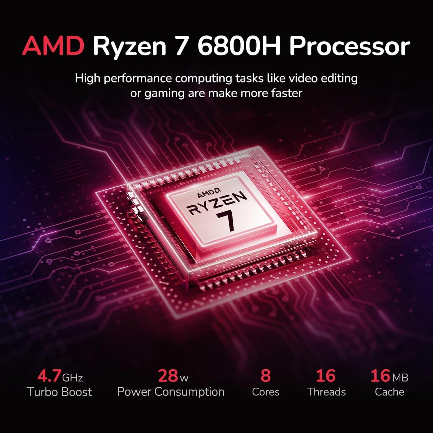 imageNIMO 156 IPS FHDGamingLaptop 8 Cores AMD Ryzen 7 6800H 32GB DDR5 RAM 2TB SSD Beat i912900H Up to 47GHz AMD Radeon 680M GPUComputer with 100W TypeC for Gaming Business Student 180ViewingRose Gold
