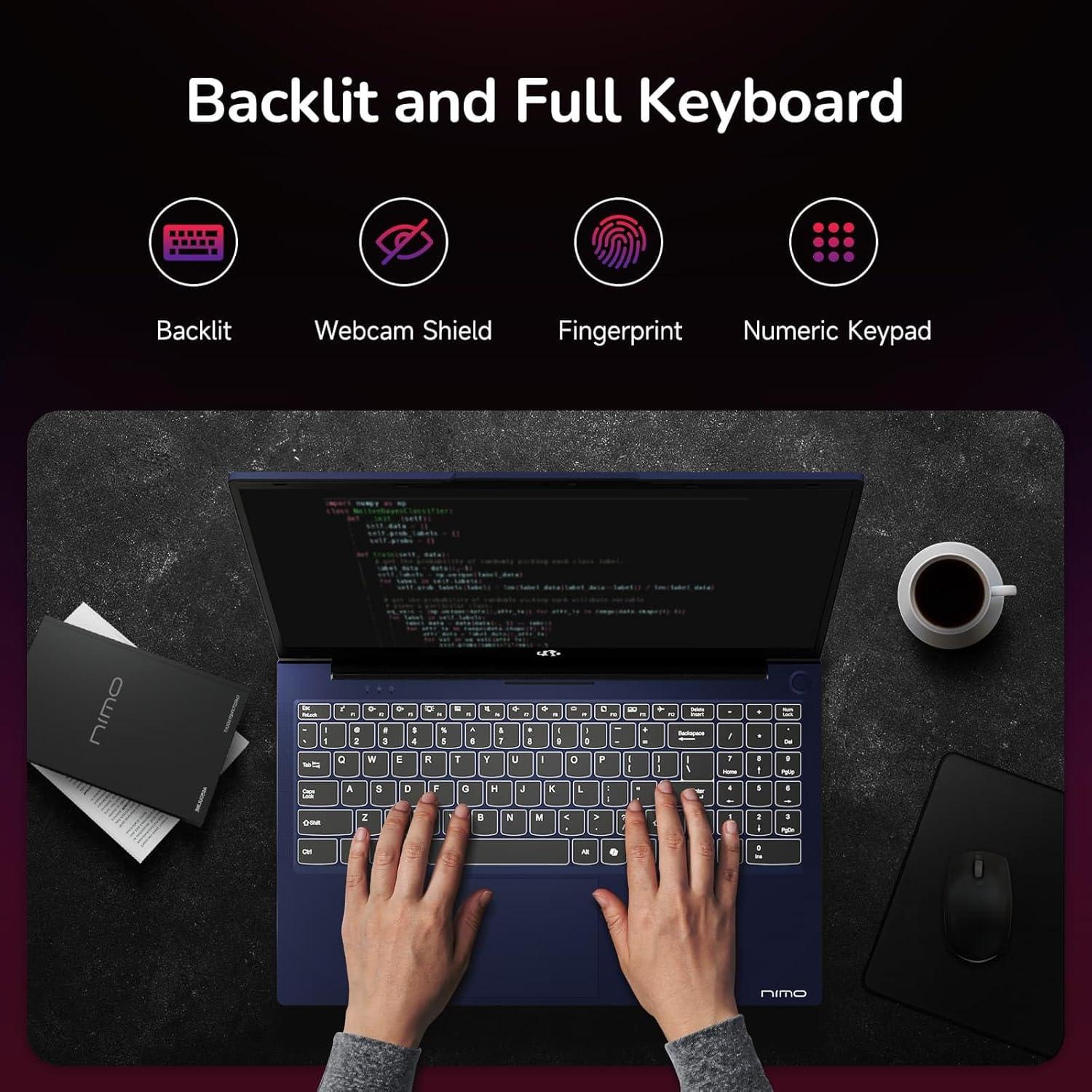 imageNIMO 156 IPS FHDGamingLaptop 8 Cores AMD Ryzen 7 6800H 32GB DDR5 RAM 2TB SSD Beat i912900H Up to 47GHz AMD Radeon 680M GPUComputer with 100W TypeC for Gaming Business Student 180ViewingBlue