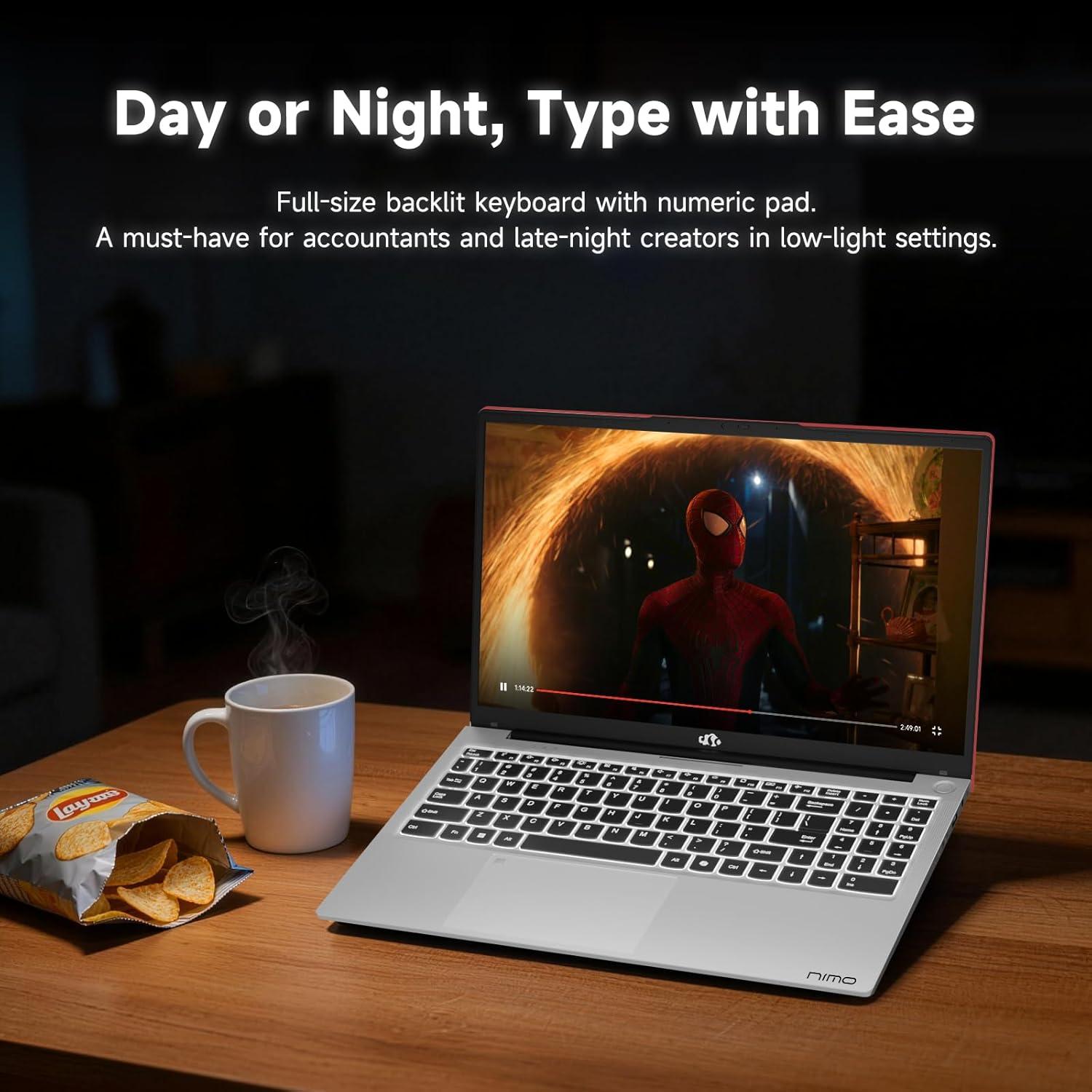 imageNIMO 156 Inch FHD Student Laptop Intel 4Core Beat i310110U up to 36GHz 8GB RAM 256GB SSD 65W TypeC Backlit Keyboard Fingerprint WiFi 6amp Bluetooth 53 for Efficient Study Home OfficeRed