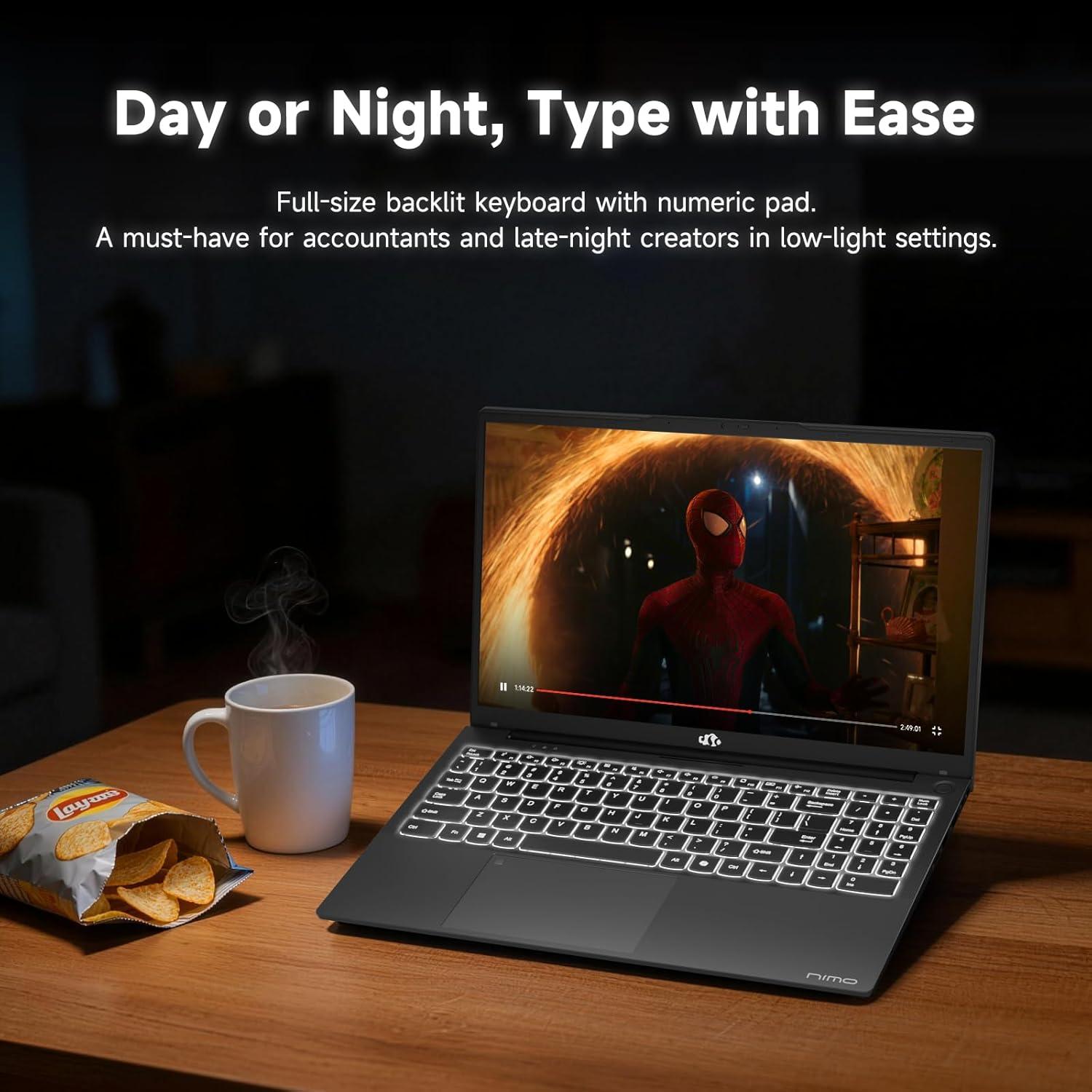 imageNIMO 156 Inch FHD Student Laptop Intel 4Core Beat i310110U up to 36GHz 8GB RAM 256GB SSD 65W TypeC Backlit Keyboard Fingerprint WiFi 6amp Bluetooth 53 for Efficient Study Home OfficeGray