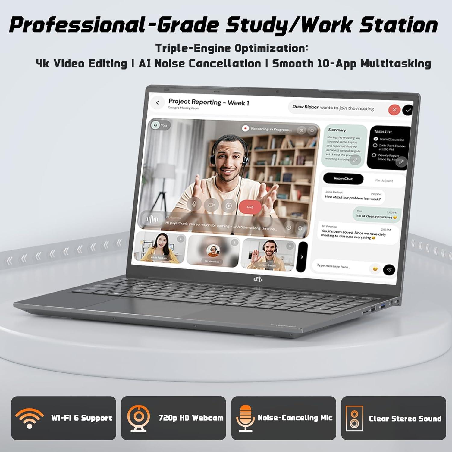imageNIMO 173 FHD IPS StudentLaptopComputer  16GB RAM 256GB SSD Pentium 4 Cores N100Beat i31115G4 Up to 34GHz 65W TypeC 2 Years Warranty Fingerprint Backlit Keyboard WiFi 6 BT52Gray