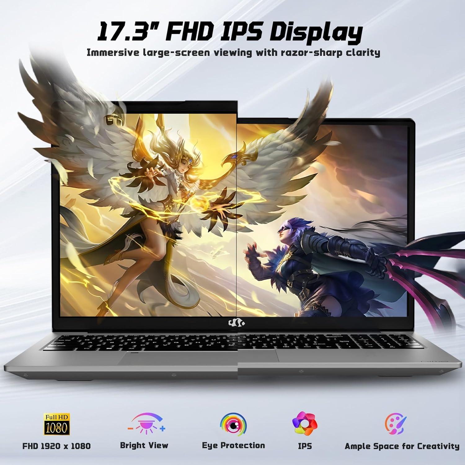 imageNIMO 173 FHD IPS StudentLaptopComputer  16GB RAM 256GB SSD Pentium 4 Cores N100Beat i31115G4 Up to 34GHz 65W TypeC 2 Years Warranty Fingerprint Backlit Keyboard WiFi 6 BT52Gray