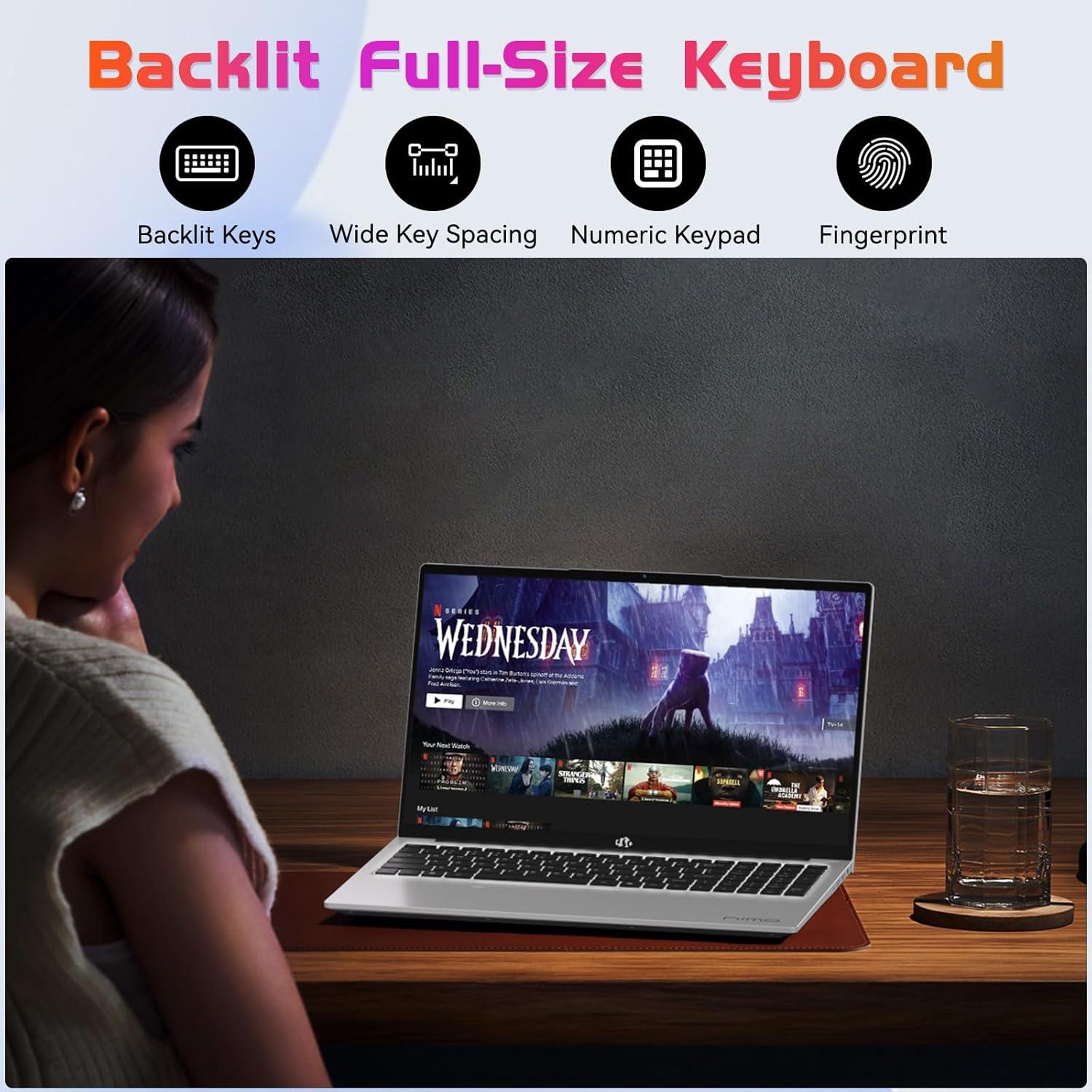 imageNIMO 173 IPS FHD Laptop Intel 6 Cores i31215U Up to 44GHz Beat Ryzen 5 7520U 16GB RAM 1TB SSD Computer with 180 Viewing 65W Type C Backlit KB Fingerprint WiFi 6 for School and BusinessSilver