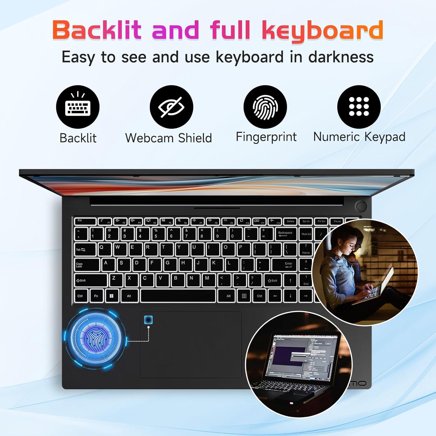 imageNIMO 173 IPS FHD Laptop Intel 6 Cores i31215U Up to 44GHz Beat Ryzen 5 7520U 16GB RAM 1TB SSD Computer with 180 Viewing 65W Type C Backlit KB Fingerprint WiFi 6 for School and BusinessGray