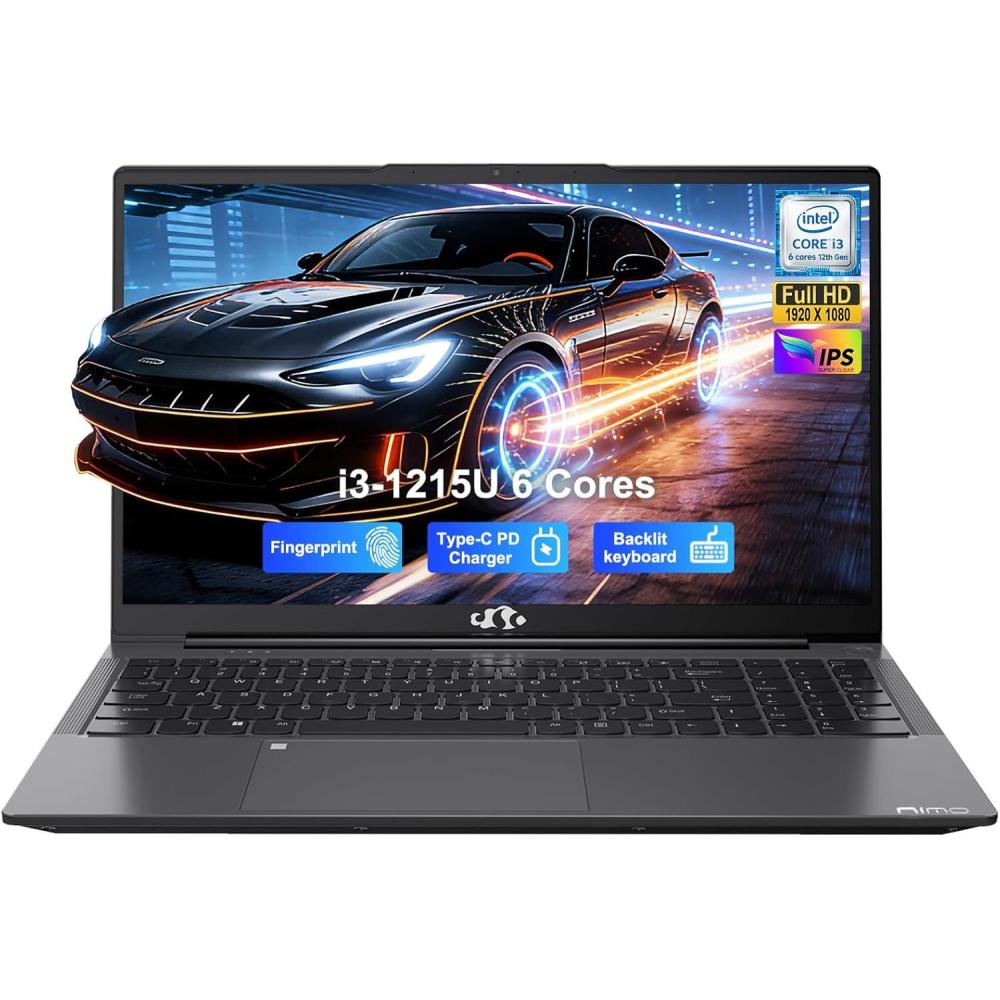 imageNIMO 156 FHD IPS Laptop 6 Cores i31215U 16GB RAM 512GB SSD Up to 44GHz Beat Ryzen 5 7520U School Computer with 65W TypeC WiFi 6 Backlit KB Fingerprint for Business HomeGray