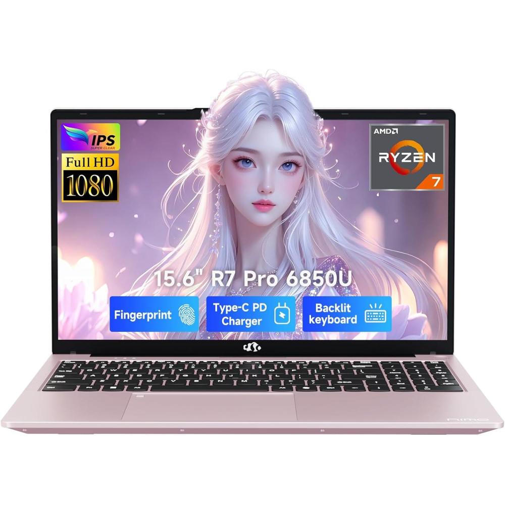 imageNIMO 156 IPS FHD GamingLaptop 8 Cores AMD Ryzen 7 Pro 6850U 16GB LPDDR5 RAM 1TB SSD Beat i71360P Up to 47GHz AMD Radeon 680M GPU 100W TypeC Fingerprint Backlit Keyboard