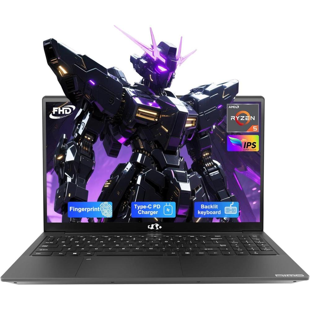 imageNIMO 156 IPS FHDLaptop 32GB RAM 1TB SSD AMD Ryzen 5Beat i51135G7 4 Cores Up to 37GHz Student Computer with 65W TypeC 2 Years Warranty Fingerprint Backlit Keyboard BT52 for HomeBlack