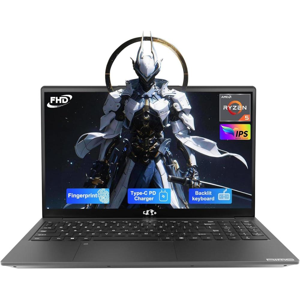 imageNIMO 156 IPS FHDLaptop AMD Ryzen 5Beat i51135G7 4 Cores Up to 37GHz 16GB RAM 256GB SSD Student Computer with 65W TypeC Backlit KB 180Viewing Thin amp Light Design for Home OfficeGray