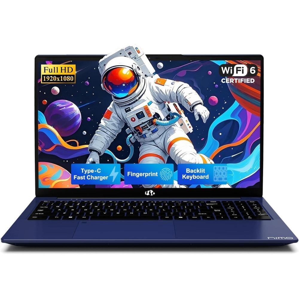 imageNIMO 156 Inch FHD Student Laptop Intel 4Core Beat i310110U up to 36GHz 8GB RAM 256GB SSD 65W TypeC Backlit Keyboard Fingerprint WiFi 6amp Bluetooth 53 for Efficient Study Home OfficeBlue