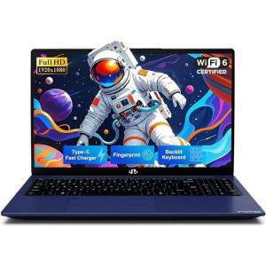 imageNIMO 156 FHD Laptop Computer Intel Pentium N150 Beat i31115G4 4Core Up to 36GHz Laptop with Backlit Keyboard 65W GaN TypeC Fingerprint 4GB RAM 128GB SSD for HomeStudent and BusinessBlue