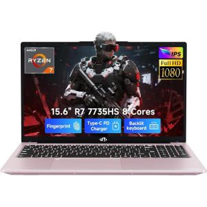imageNIMO 156 IPS FHD Gaming Laptop AMD Ryzen 7 7735HS 16GB DDR5 RAM 1TB SSD Beats i712650H Up to 475GHz Computer Radeon 680M 100W TypeC Backlit Keyboard Webcam for Professionals amp StudentsRose Gold
